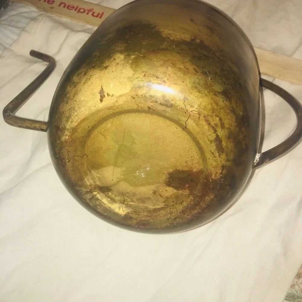 Burnished Gold Metal Standard Watering Can Long Spout, Large Filling Opening
